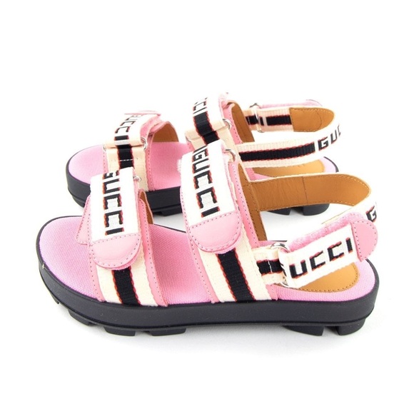Gucci Kids Logo Stripe Chunky Sandal - PINK - IT 20 (US Infant 4) - NWT - Picture 1 of 5